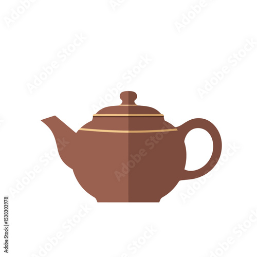 Minimalist Brown Teapot Illustration on White Background