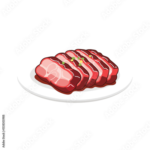 Char Siu Pork Slices on a Plate - Culinary Icon