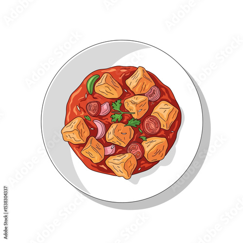 Paneer Butter Masala Illustration: Indian Cuisine Delight