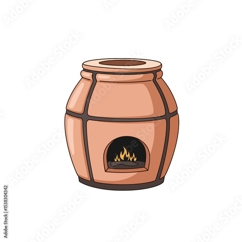Clay Oven Illustration: Traditional Cooking Element
