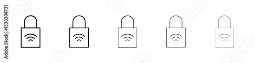 Nfc lock icons in black stroke designs on white background