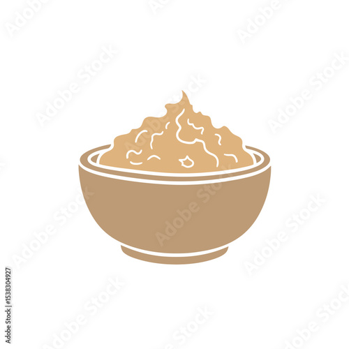 Bowl of Mashed Food - Vector Illustration