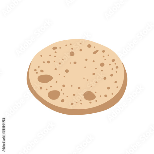 Simple Roti Flatbread Illustration on White