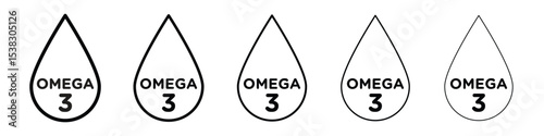 Omega icons in black stroke designs on white background
