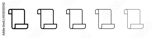 Paper Scroll icons in black stroke designs on white background