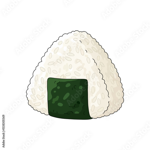 Onigiri Illustration: Japanese Rice Ball with Seaweed