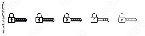 Password icons in black stroke designs on white background