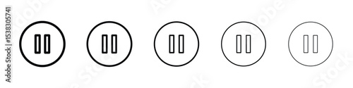 Pause icons in black stroke designs on white background