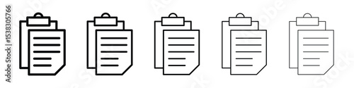 Paste icons in black stroke designs on white background