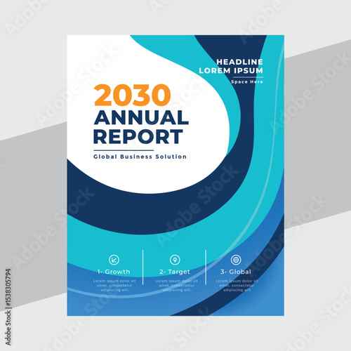 Modern business annual report cover template ready to print design