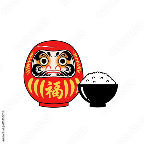 Daruma Doll and Rice Bowl: Japanese Good Luck Charm