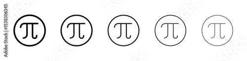 Pi icons in black stroke designs on white background