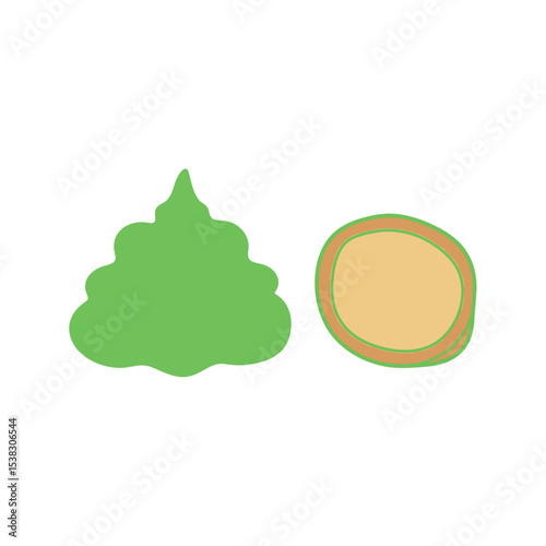 Green Wasabi and Slice - Isolated Illustration