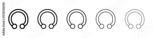 Piercing icons in black stroke designs on white background