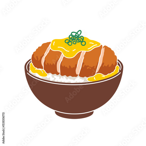 Katsudon Illustration: Japanese Rice Bowl with Pork Cutlet