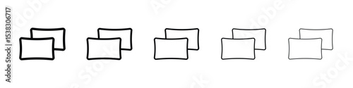 Pillow icons in black stroke designs on white background