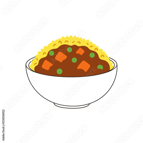Curry Rice Bowl Illustration: Comfort Food Delight
