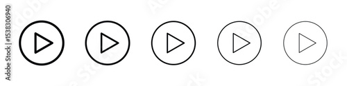 Play icons in black stroke designs on white background