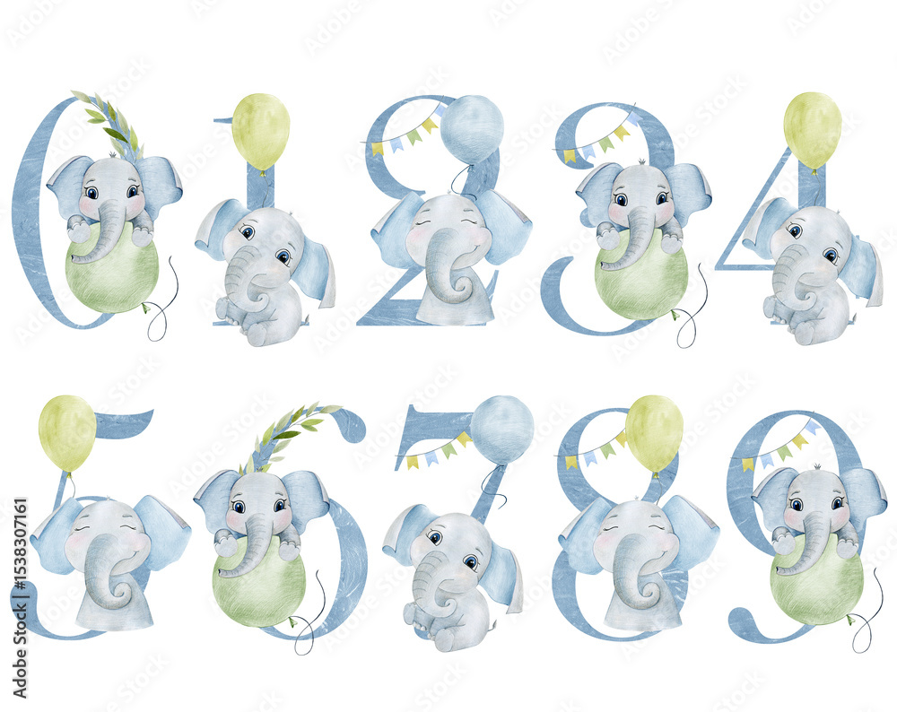 custom made wallpaper toronto digitalWatercolor baby numbers.