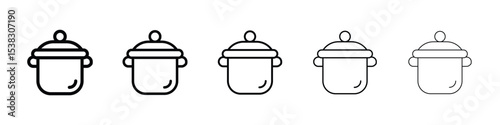 Pot icons in black stroke designs on white background