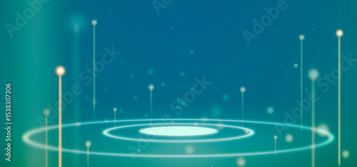 Vivid abstract digital design showcase glowing line and circular pattern in a gradient backdrop, creating a futuristic ambiance reminiscent of technology and innovation.