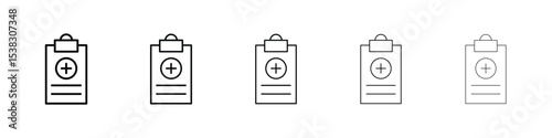 Prescription icons in black stroke designs on white background