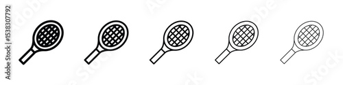 Racquet icons in black stroke designs on white background