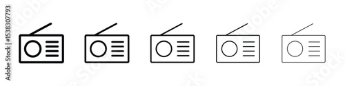 Radio icons in black stroke designs on white background
