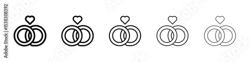 Ring icons in black stroke designs on white background