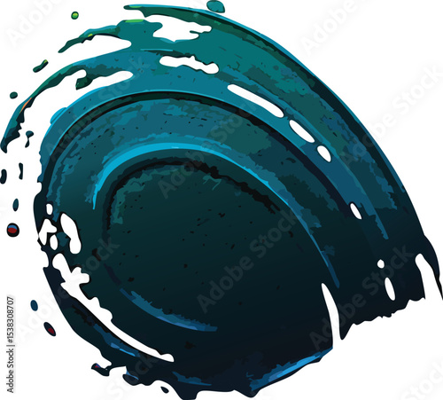 a highly detailed, close-up image of a single, vibrant emerald green paint stroke. The stroke should feature prominent impasto texture with visible, thick brushstrokes, indicative of heavy acry