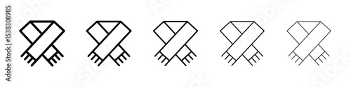 Scarf icons in black stroke designs on white background