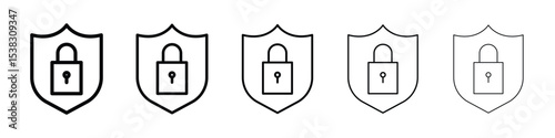 Security icons in black stroke designs on white background