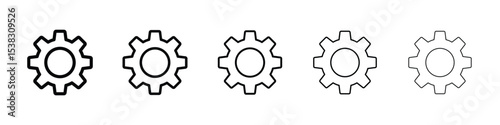 Settings icons in black stroke designs on white background