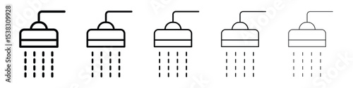 Shower icons in black stroke designs on white background