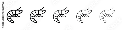 Shrimp icons in black stroke designs on white background