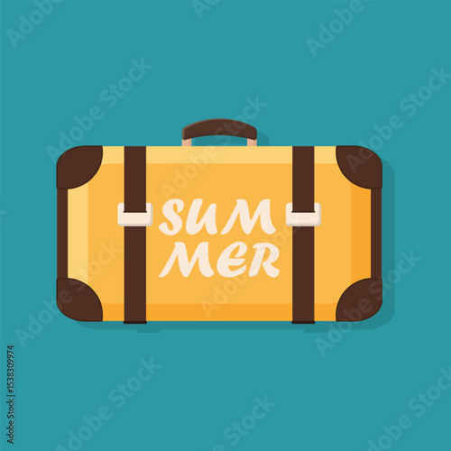 Collection of flat summer icons including tropical elements, beach items, and travel essentials. Perfect for web, apps, posters, and seasonal designs.
