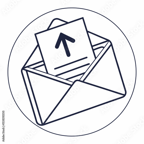 Outgoing Mail Icon with Arrow and Lines in Circular Frame Vector Design