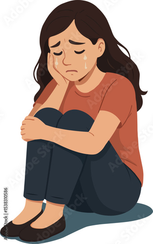 Sad Girl Crying Alone in Silence