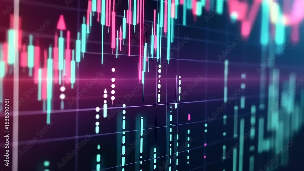 Colorful stock market graph showing fluctuating trends with vibrant ...