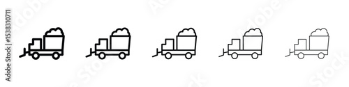 Snowplow icons in black stroke designs on white background