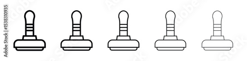 Stamp icons in black stroke designs on white background