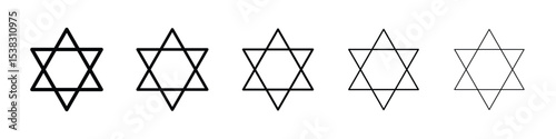 Star of David icons in black stroke designs on white background