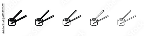 Sushi icons in black stroke designs on white background