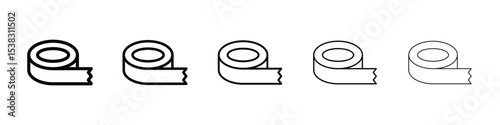 Tape icons in black stroke designs on white background
