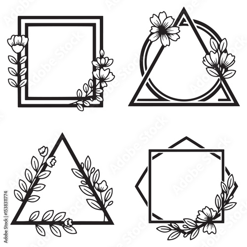 Botanical Corners And Page Edging Decorative Vector Floral Frames Set Collection
