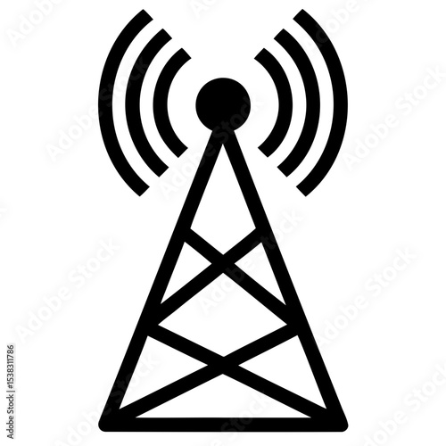 Television antenna stencil vector design isolated on transparent background