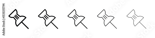 Thumbtack icons in black stroke designs on white background