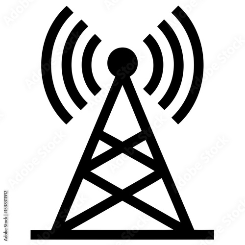 TV antenna stencil icon silhouette vector illustration on transparent background