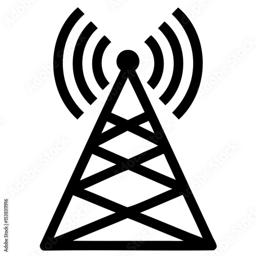 TV antenna stencil icon silhouette vector illustration on transparent background