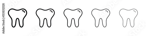 Tooth icons in black stroke designs on white background